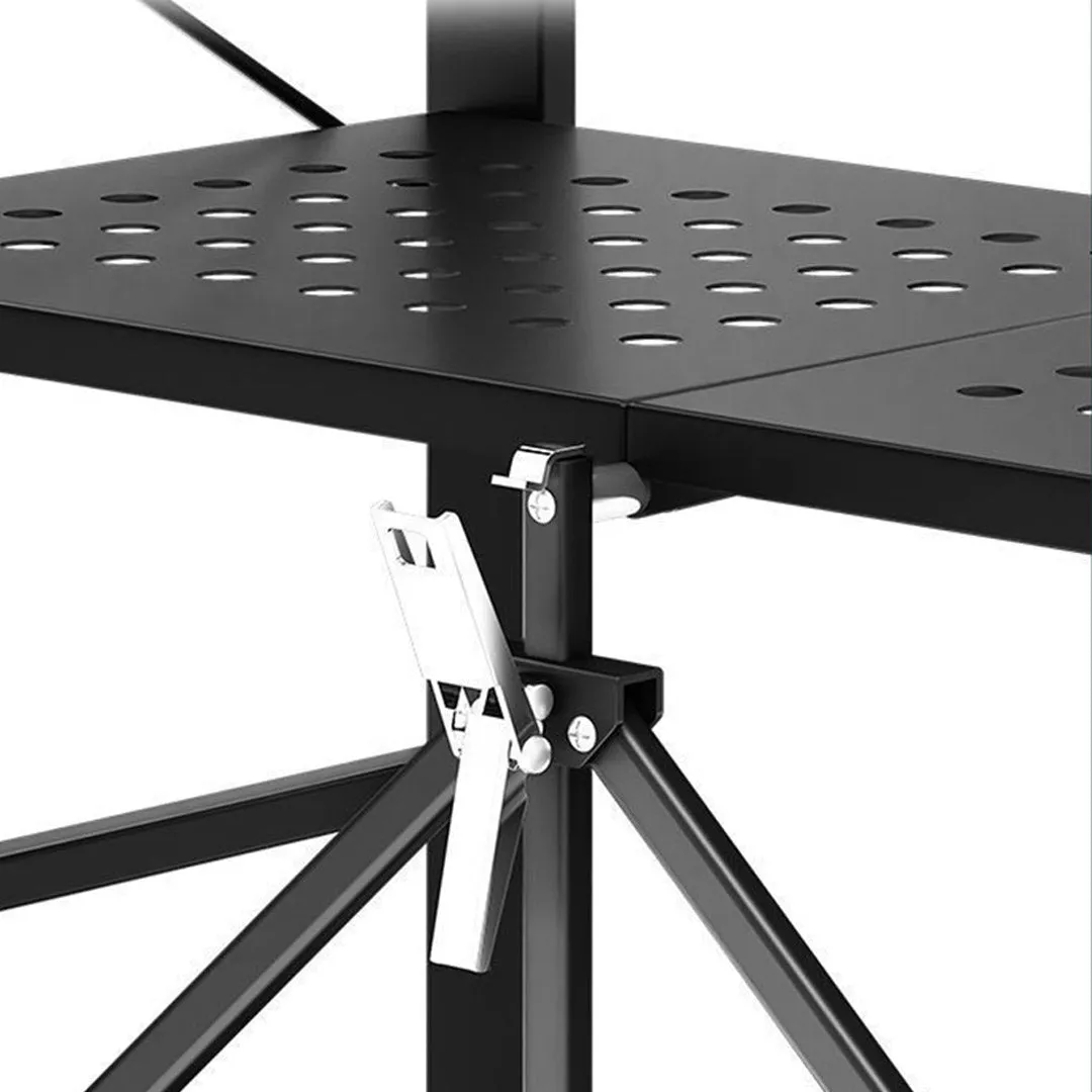 5 Tier Steel Foldable Display Stand Shelves Portable Storage Organiser W/ Wheels Black