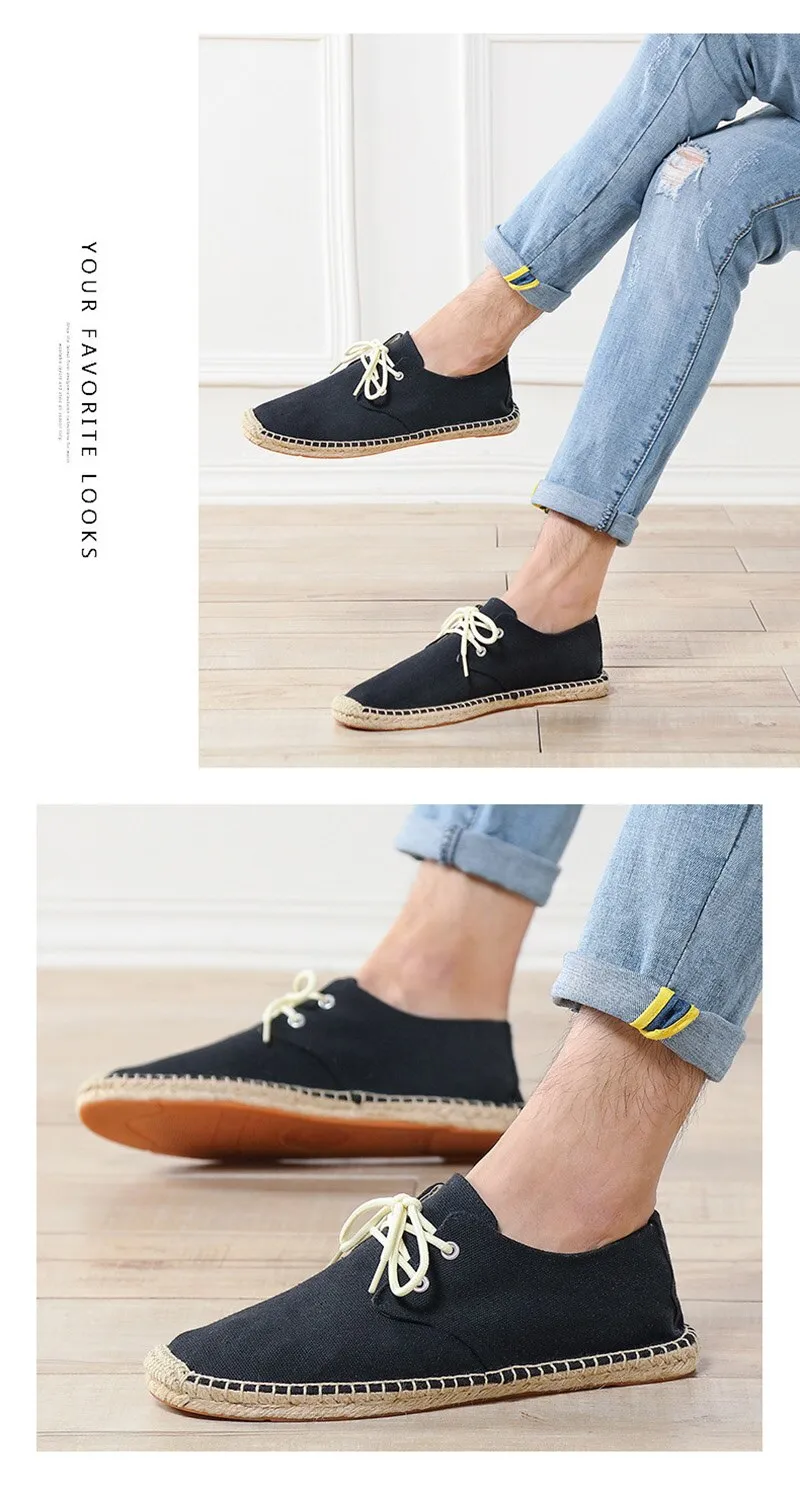 Aidase New Fashion Loafers Men Flats Brand Canvas Shoes Flat Male Lazy Shoes Mens Casual Shoes Black Beige Blue Big Size 45 A4829