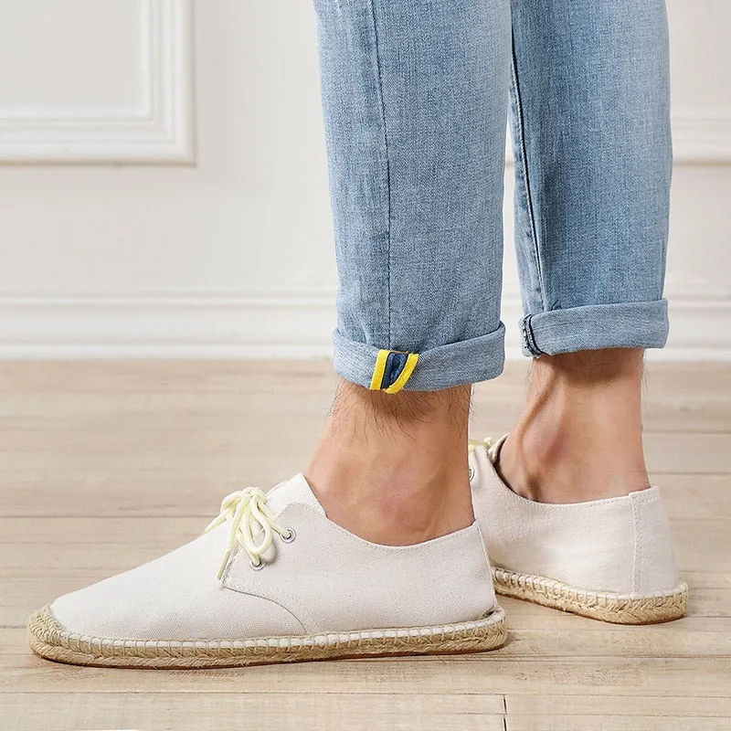 Aidase New Fashion Loafers Men Flats Brand Canvas Shoes Flat Male Lazy Shoes Mens Casual Shoes Black Beige Blue Big Size 45 A4829