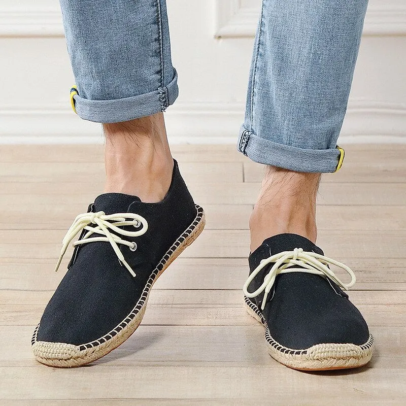 Aidase New Fashion Loafers Men Flats Brand Canvas Shoes Flat Male Lazy Shoes Mens Casual Shoes Black Beige Blue Big Size 45 A4829