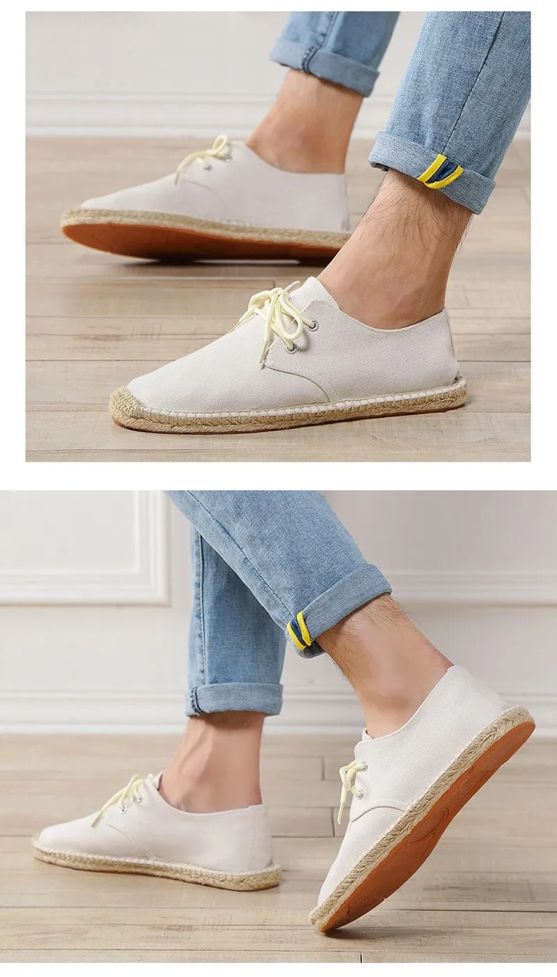 Aidase New Fashion Loafers Men Flats Brand Canvas Shoes Flat Male Lazy Shoes Mens Casual Shoes Black Beige Blue Big Size 45 A4829