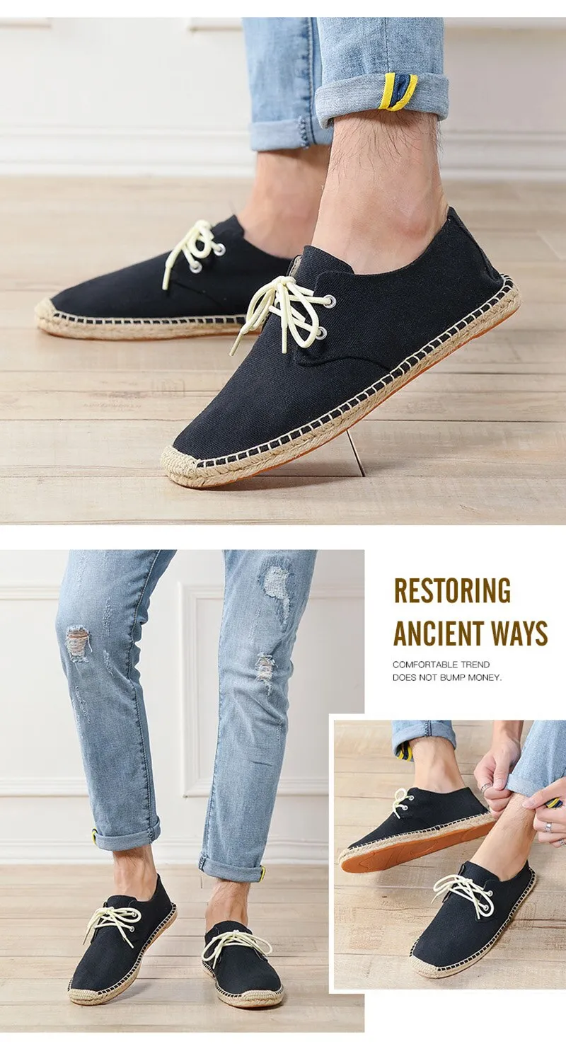 Aidase New Fashion Loafers Men Flats Brand Canvas Shoes Flat Male Lazy Shoes Mens Casual Shoes Black Beige Blue Big Size 45 A4829