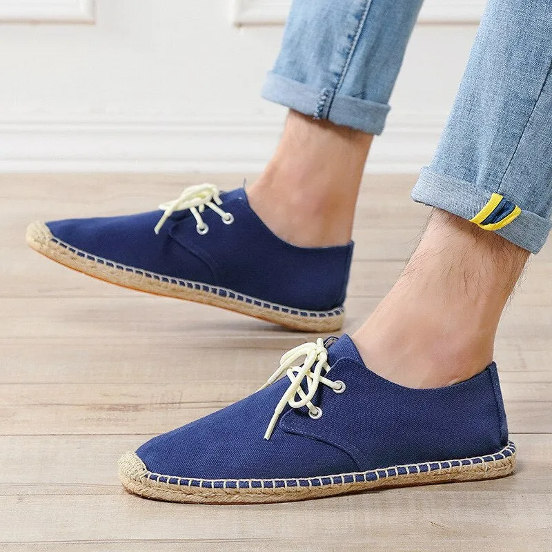 Aidase New Fashion Loafers Men Flats Brand Canvas Shoes Flat Male Lazy Shoes Mens Casual Shoes Black Beige Blue Big Size 45 A4829