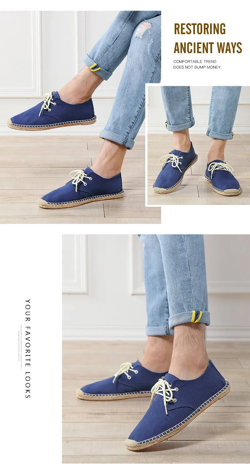 Aidase New Fashion Loafers Men Flats Brand Canvas Shoes Flat Male Lazy Shoes Mens Casual Shoes Black Beige Blue Big Size 45 A4829