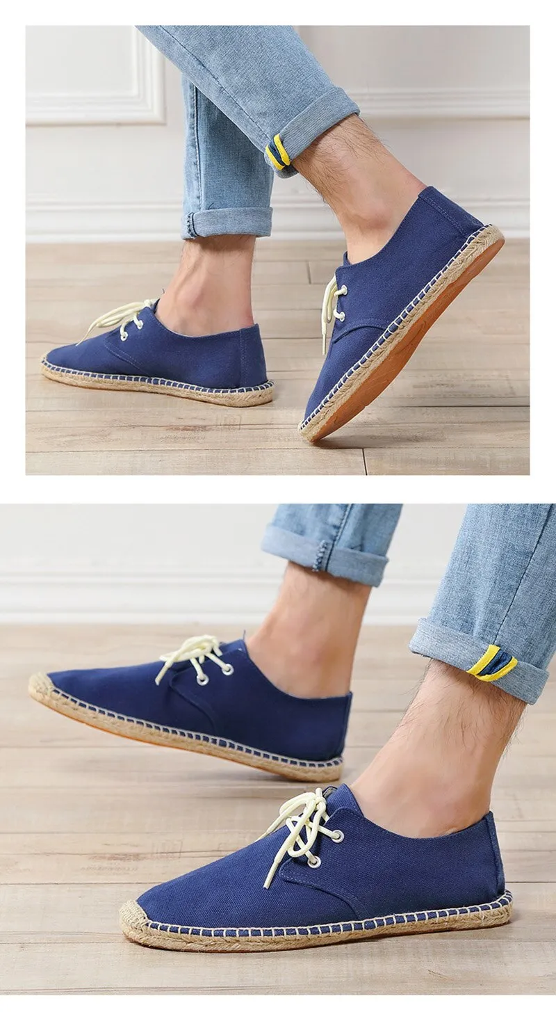 Aidase New Fashion Loafers Men Flats Brand Canvas Shoes Flat Male Lazy Shoes Mens Casual Shoes Black Beige Blue Big Size 45 A4829