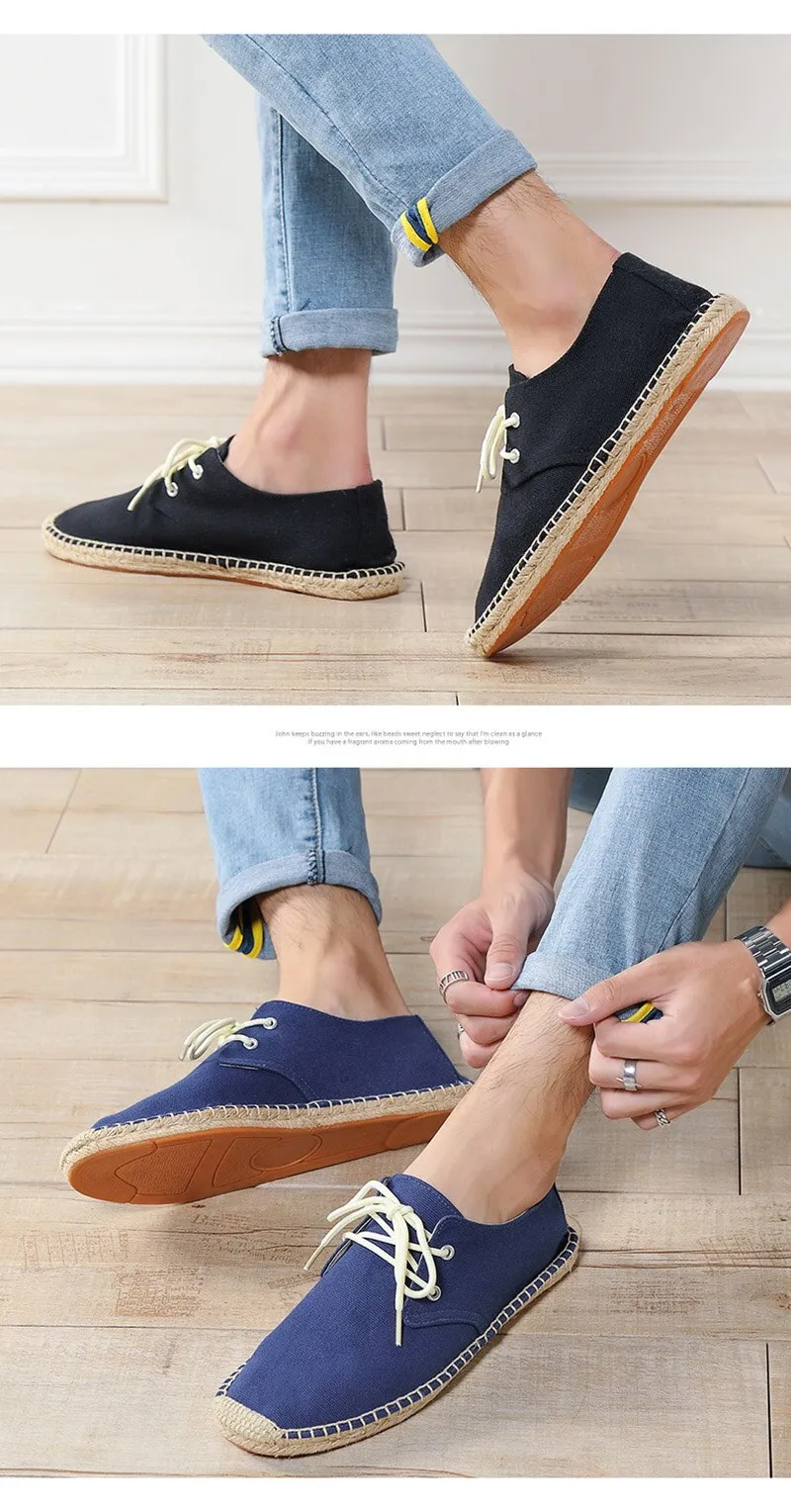 Aidase New Fashion Loafers Men Flats Brand Canvas Shoes Flat Male Lazy Shoes Mens Casual Shoes Black Beige Blue Big Size 45 A4829