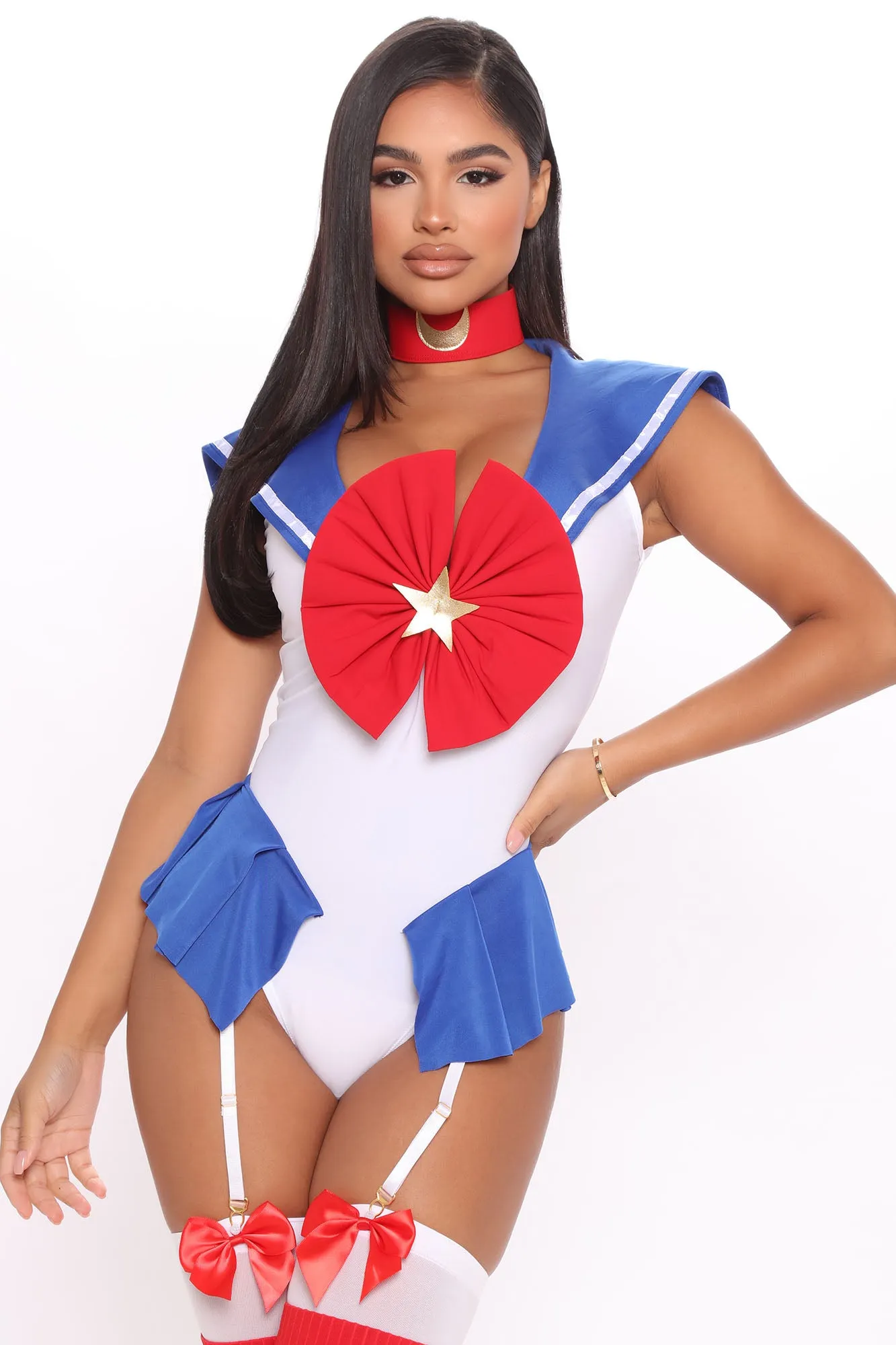 Anime Adventure SuperHero 3 Piece Costume Set - White/Blue