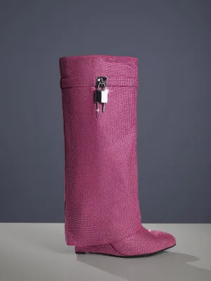 Badru Lock Glitter Crystal Boots