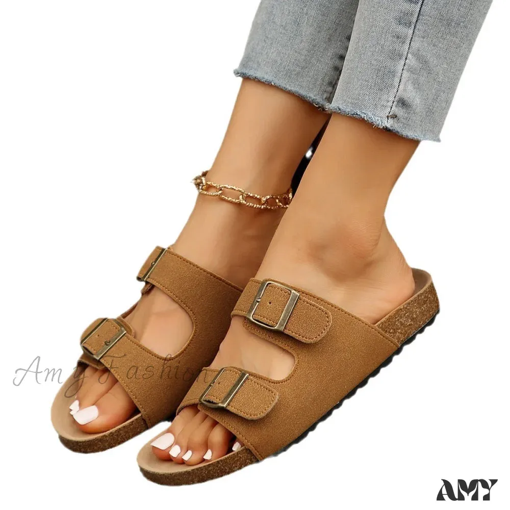Belt Buckle Flat Summer Beach Sandals Buckle New Women's Shoes