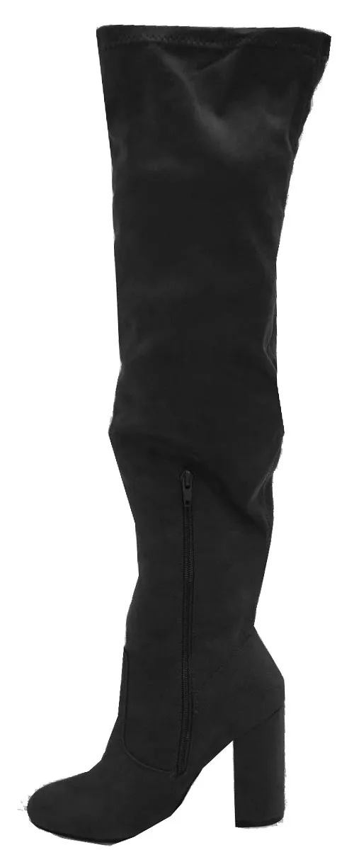Betani Women's Over The Knee Thigh High Stacked Chunky Heel Boot