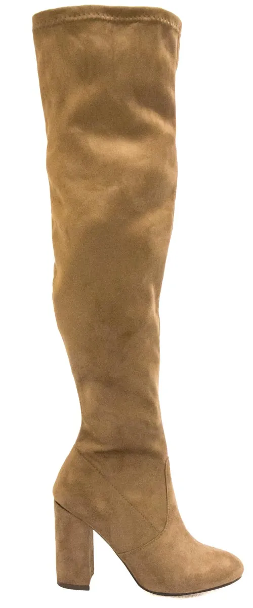 Betani Women's Over The Knee Thigh High Stacked Chunky Heel Boot