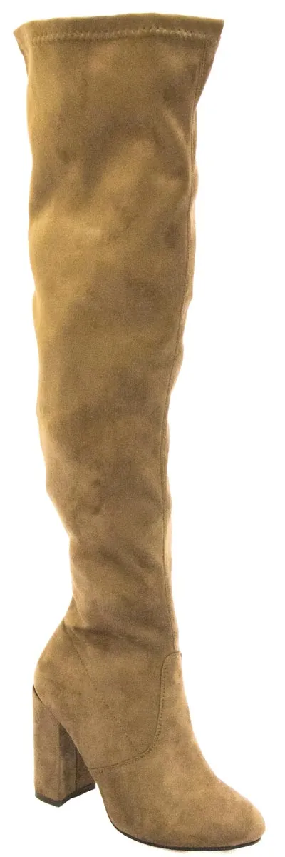 Betani Women's Over The Knee Thigh High Stacked Chunky Heel Boot