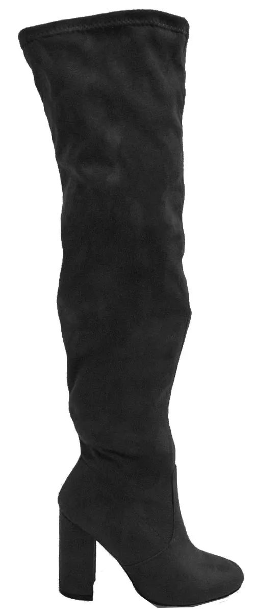 Betani Women's Over The Knee Thigh High Stacked Chunky Heel Boot