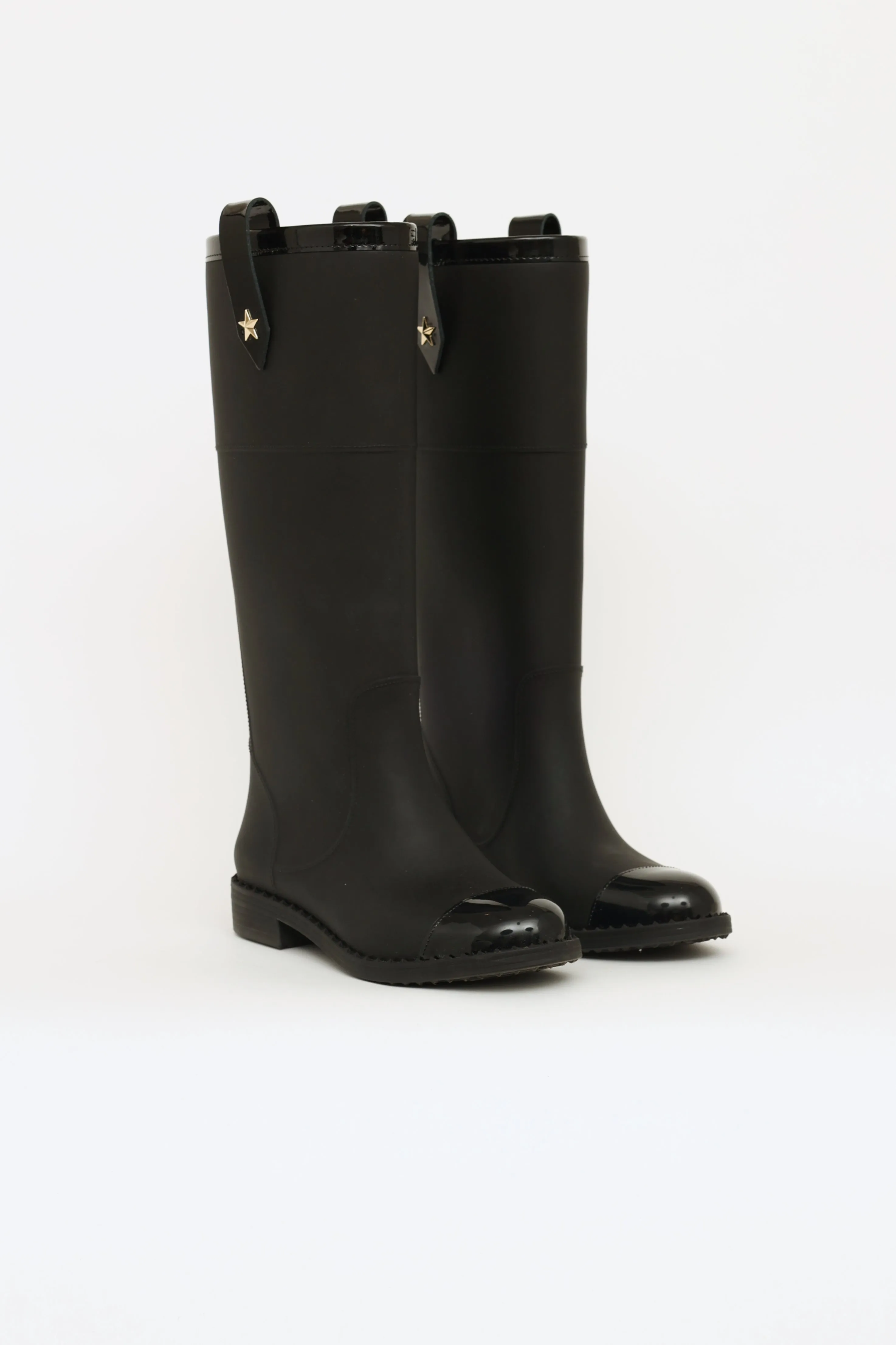 Black Edith Rubber Rain Boots