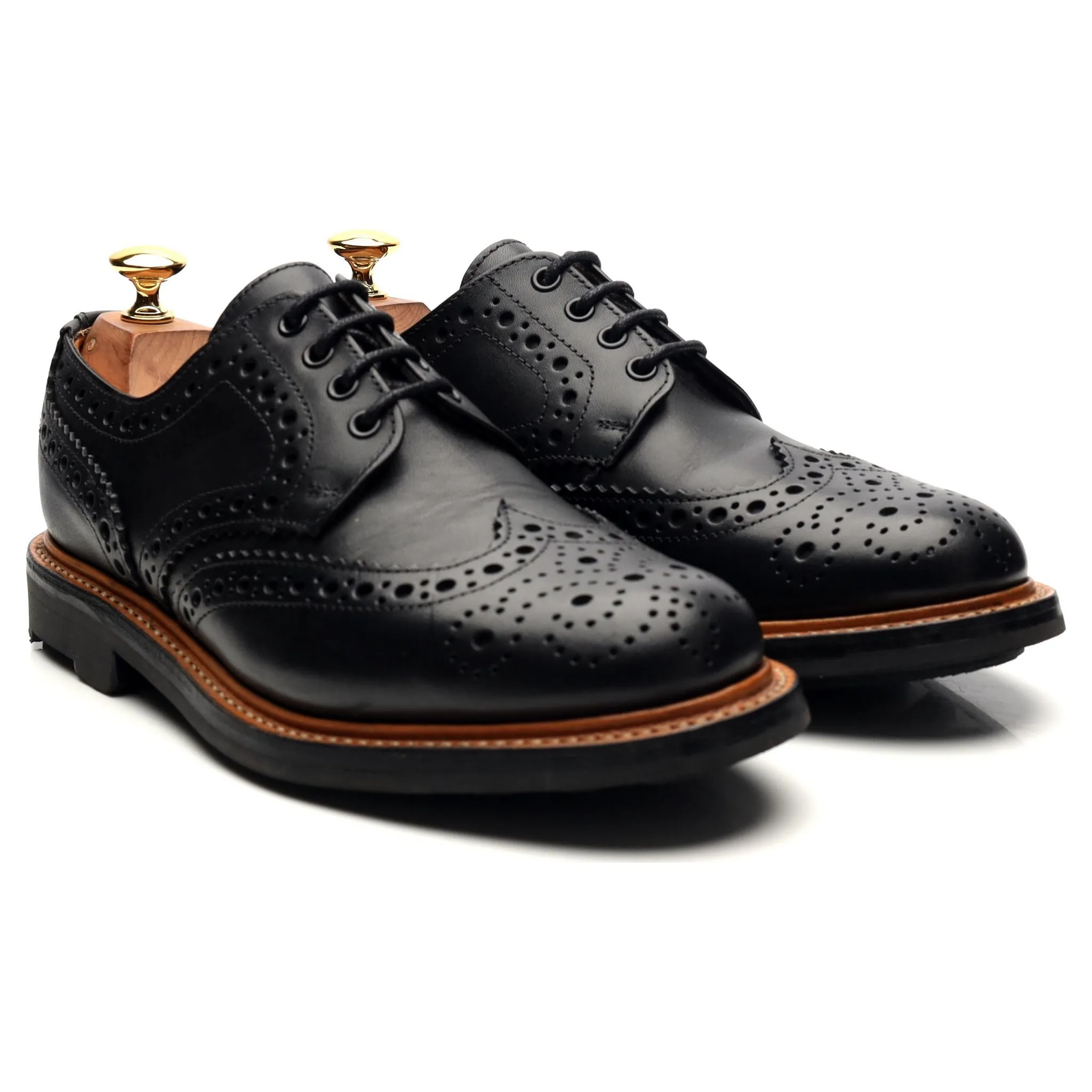 Black Leather Derby Brogues UK 6.5