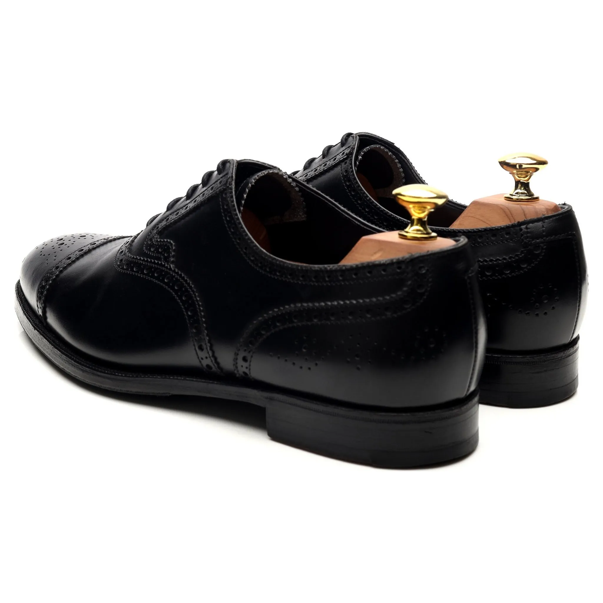 Black Leather Oxford Semi Brogues UK 8 G