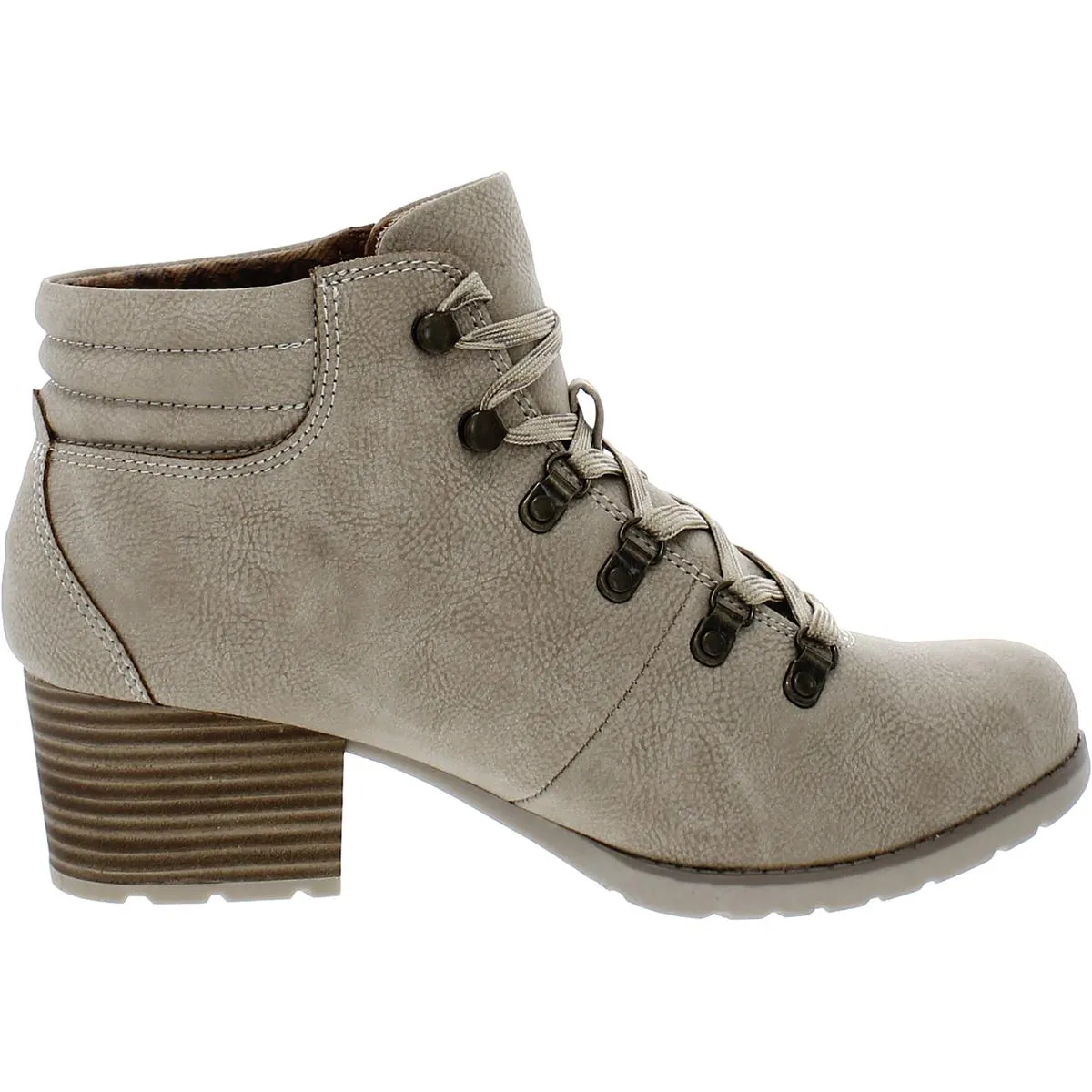 B.O.C. Womens Alder Faux Leather Block Heel Hiking Boots