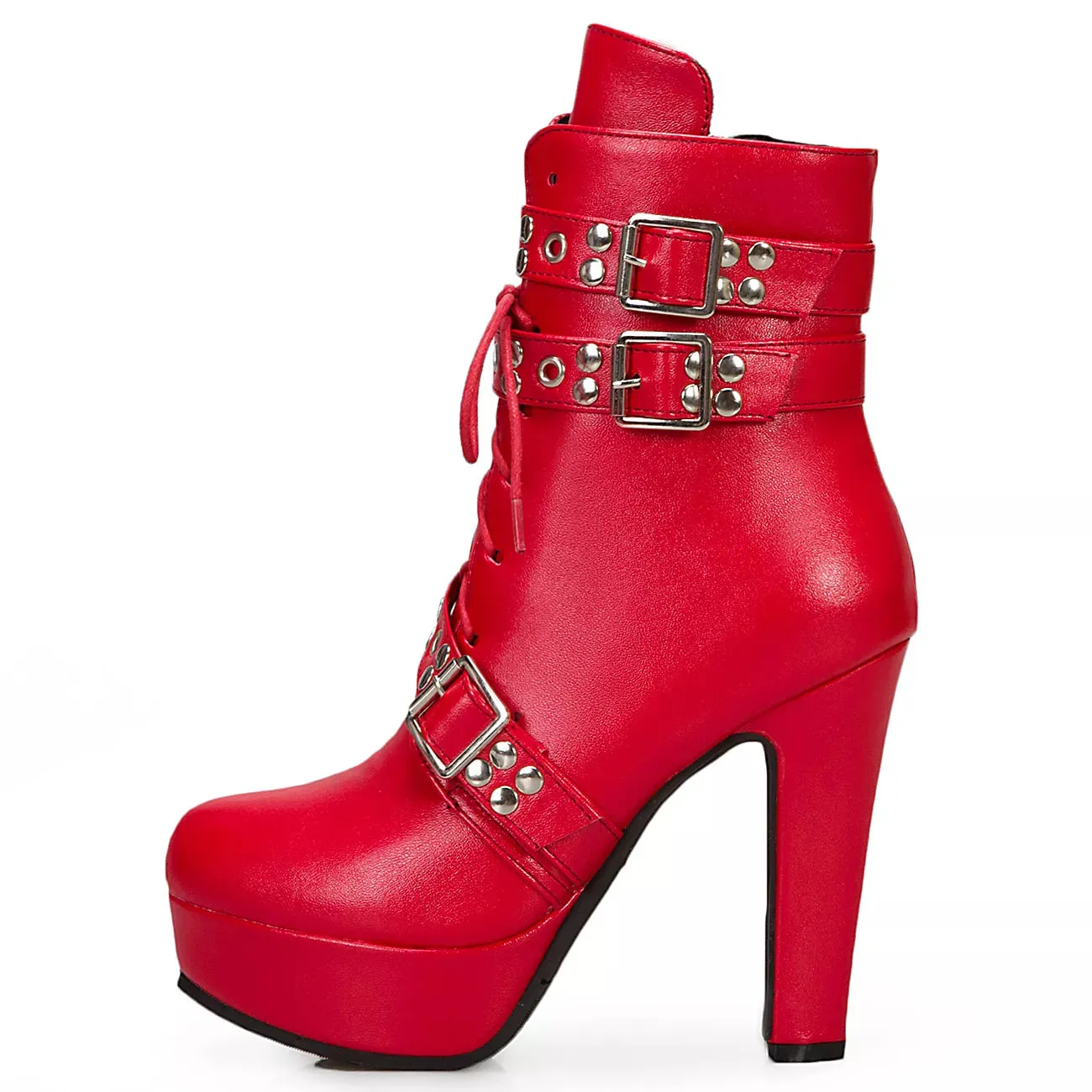 Buckle Detail High Heel Platform Ankle Boots