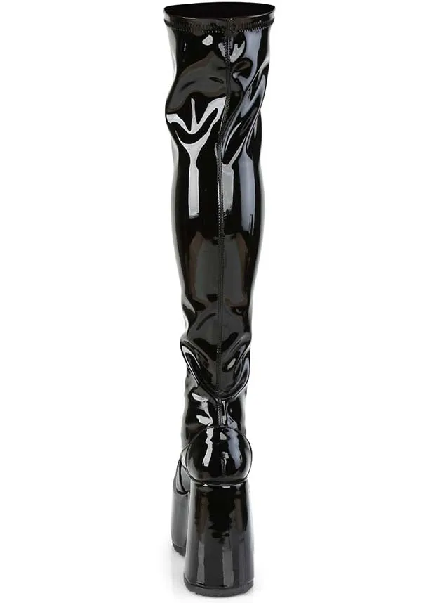 CAMEL-300 [Black Patent] | BOOTS [PREORDER]