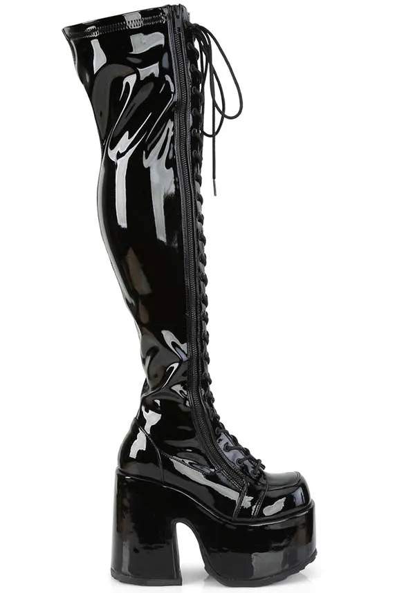 CAMEL-300 [Black Patent] | BOOTS [PREORDER]