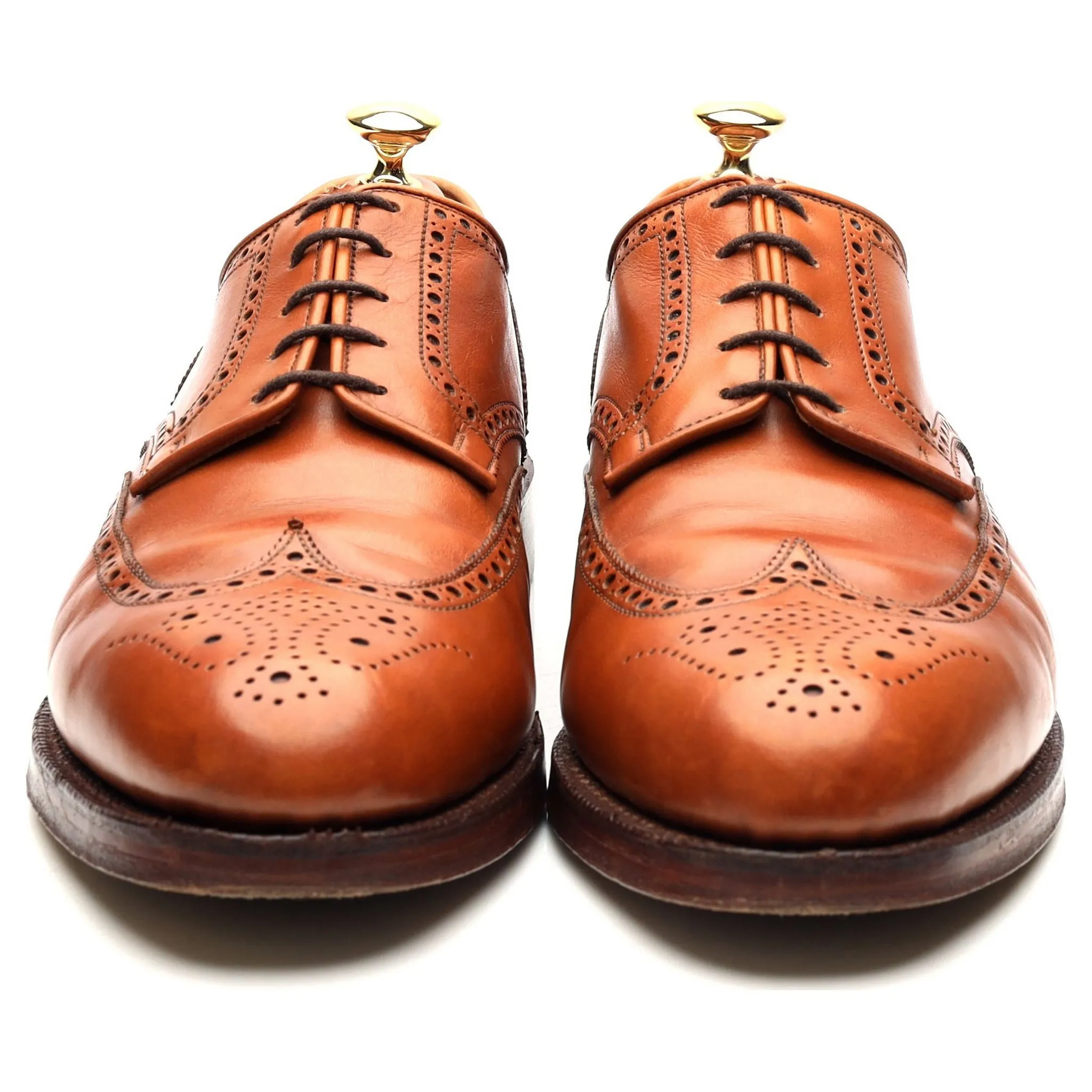 'Cardiff' Tan Brown Leather Derby Brogues UK 9.5 E