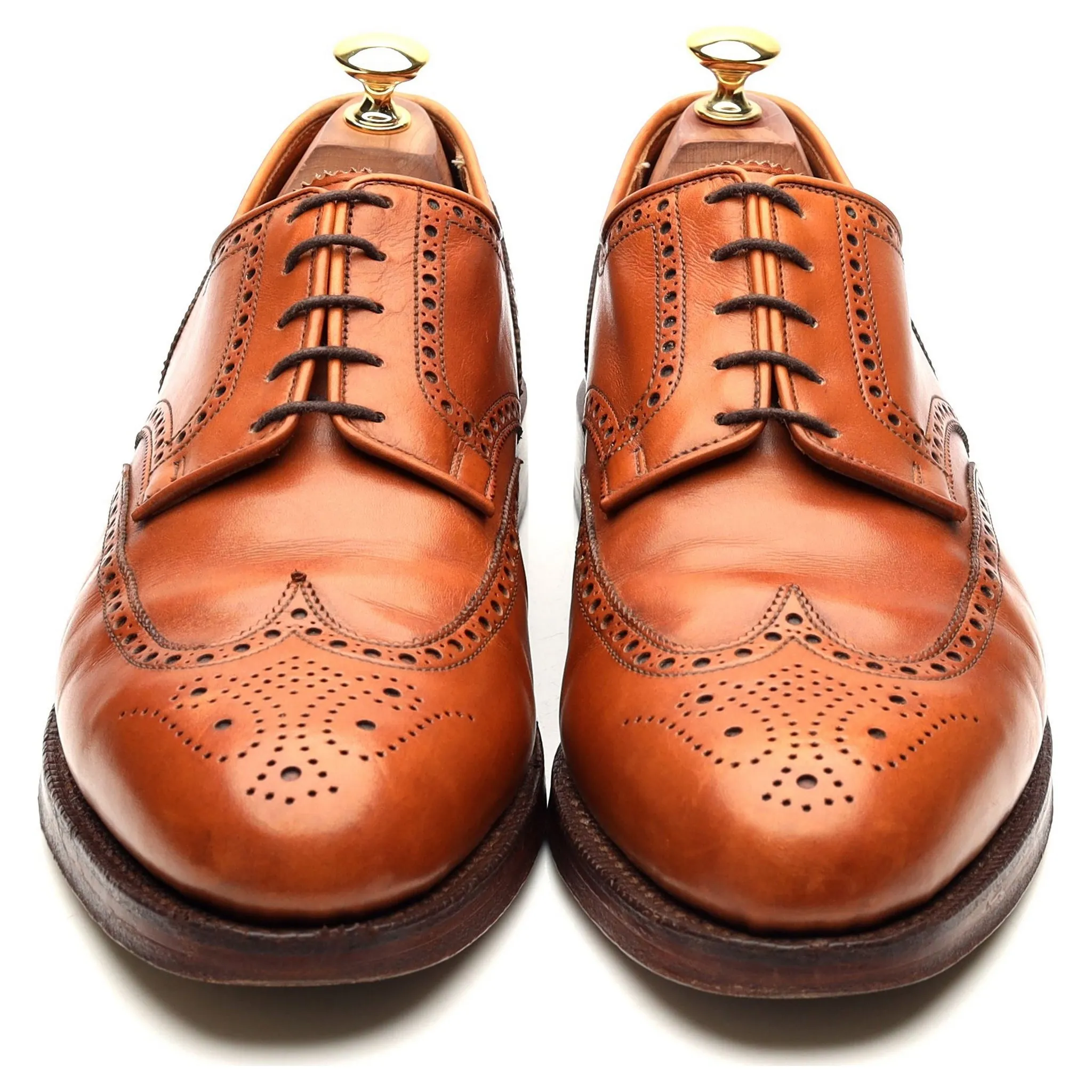 'Cardiff' Tan Brown Leather Derby Brogues UK 9.5 E