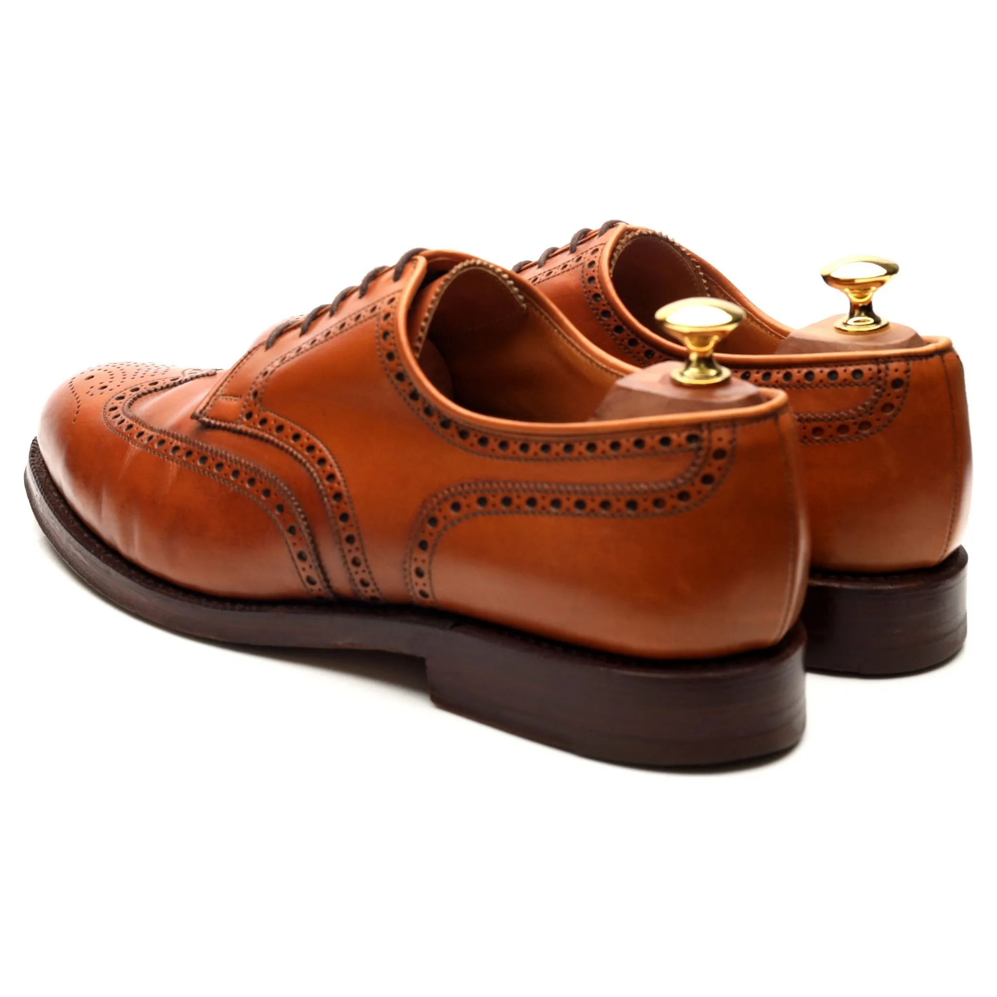 'Cardiff' Tan Brown Leather Derby Brogues UK 9.5 E