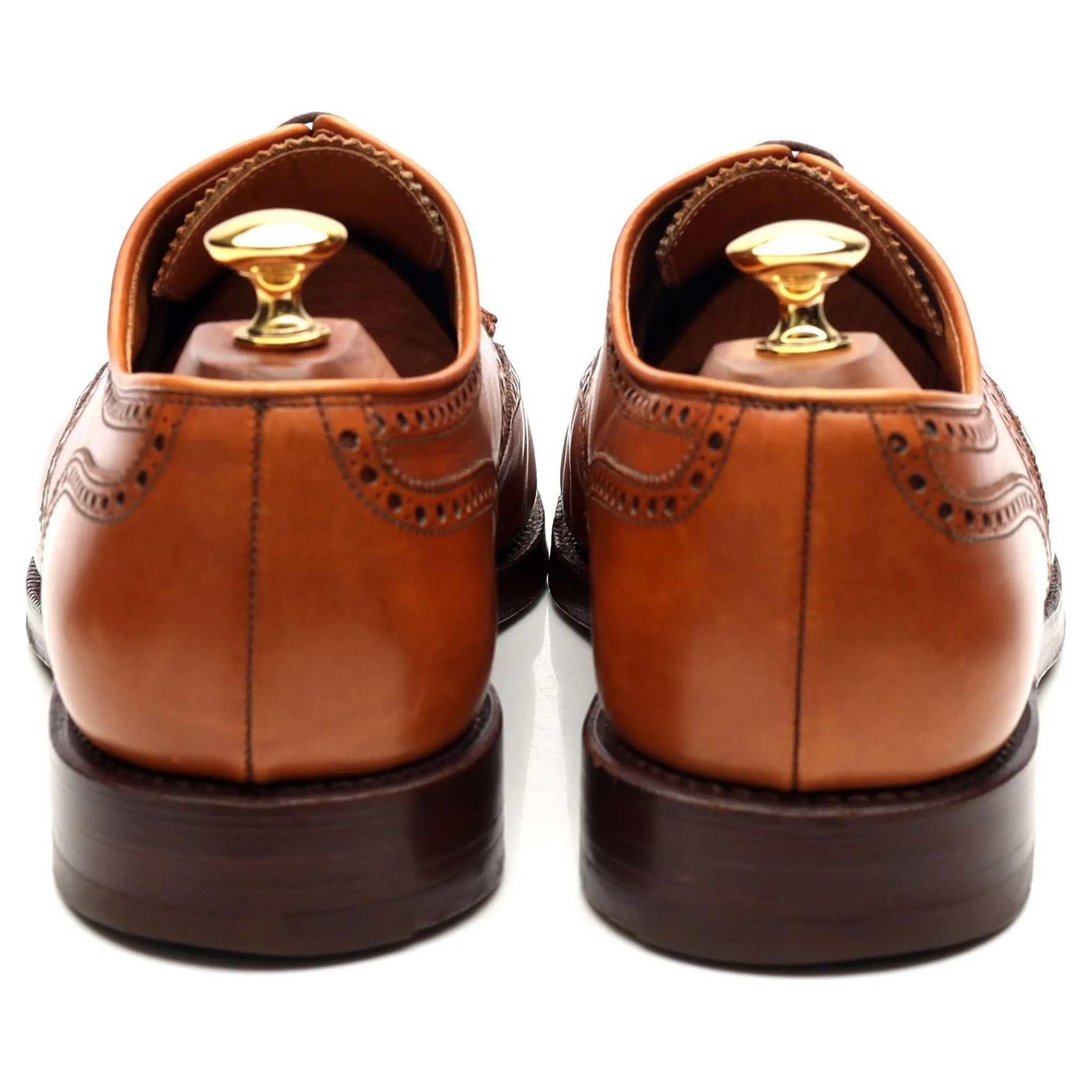'Cardiff' Tan Brown Leather Derby Brogues UK 9.5 E