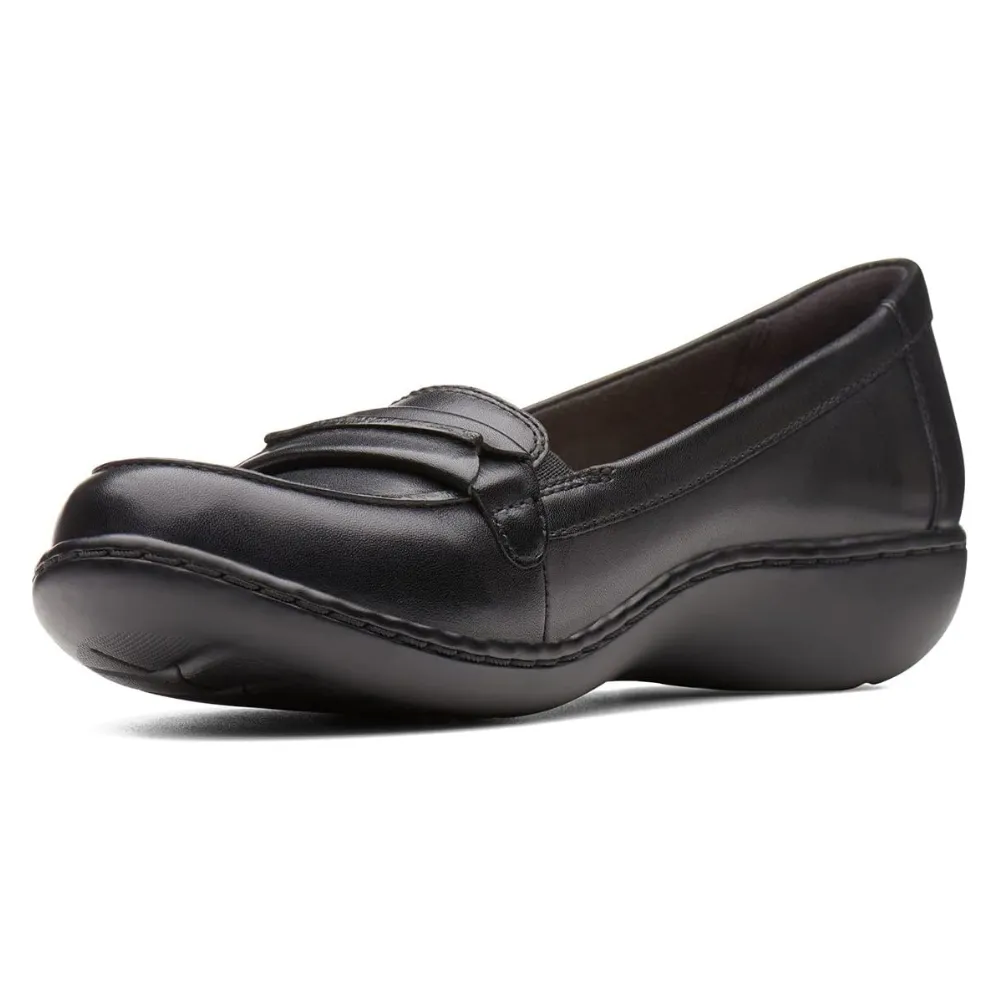 Clarks Ashland Lily Black Leather Loafers (Women's)