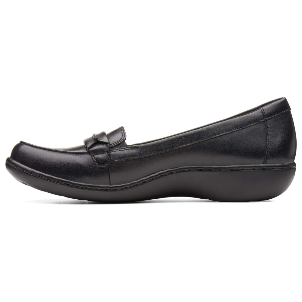 Clarks Ashland Lily Black Leather Loafers (Women's)