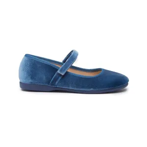 Classic Velvet Mary Janes in Blue by childrenchic