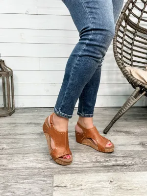 Corkys "Carley" Wedge Sandal  (Cognac Studs)