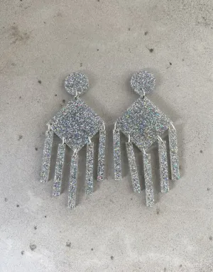 Dangle Earring Silver Glitter