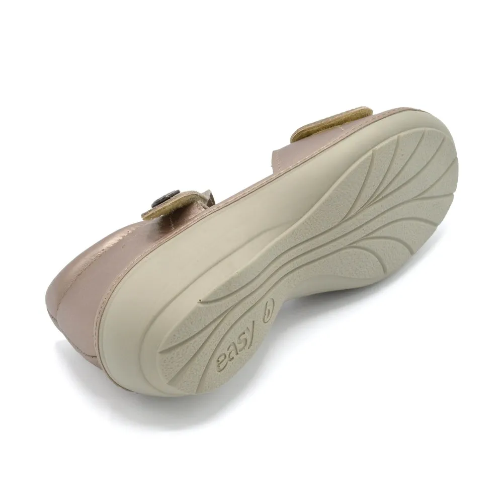 DB Elgin - Ladies Wide Fit Open Toe Summer Sandal - 2V(2E-4E) Fitting - Soft Gold