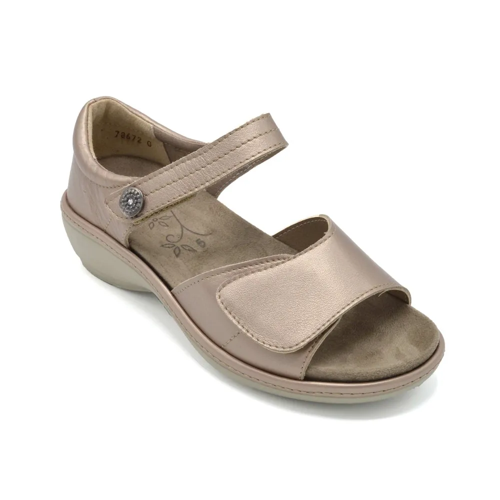DB Elgin - Ladies Wide Fit Open Toe Summer Sandal - 2V(2E-4E) Fitting - Soft Gold
