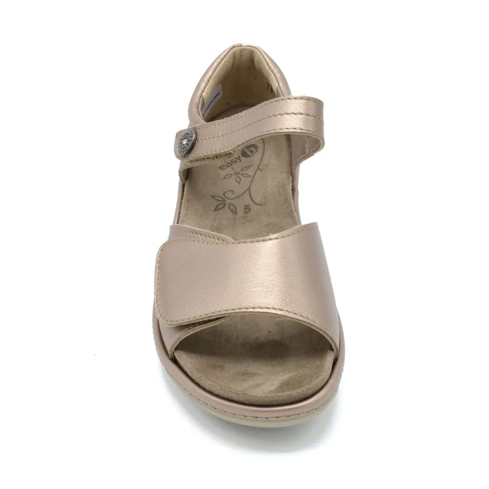 DB Elgin - Ladies Wide Fit Open Toe Summer Sandal - 2V(2E-4E) Fitting - Soft Gold