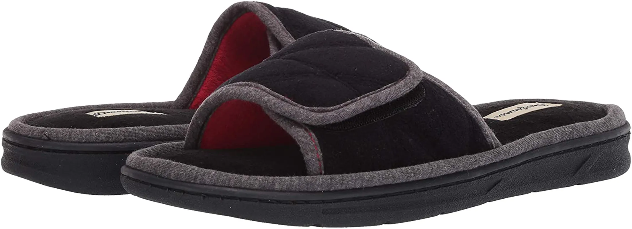 Dearfoams Men's Cooper Quilted Terry Adjustable Slide Slipper