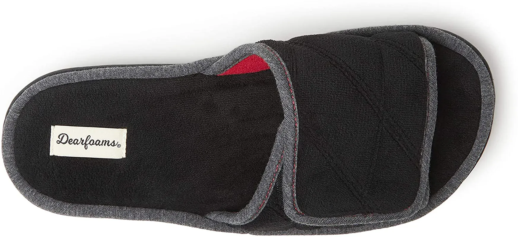 Dearfoams Men's Cooper Quilted Terry Adjustable Slide Slipper