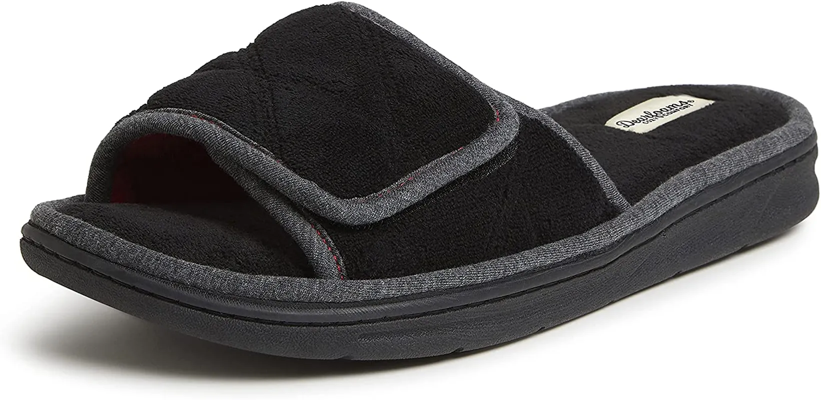 Dearfoams Men's Cooper Quilted Terry Adjustable Slide Slipper