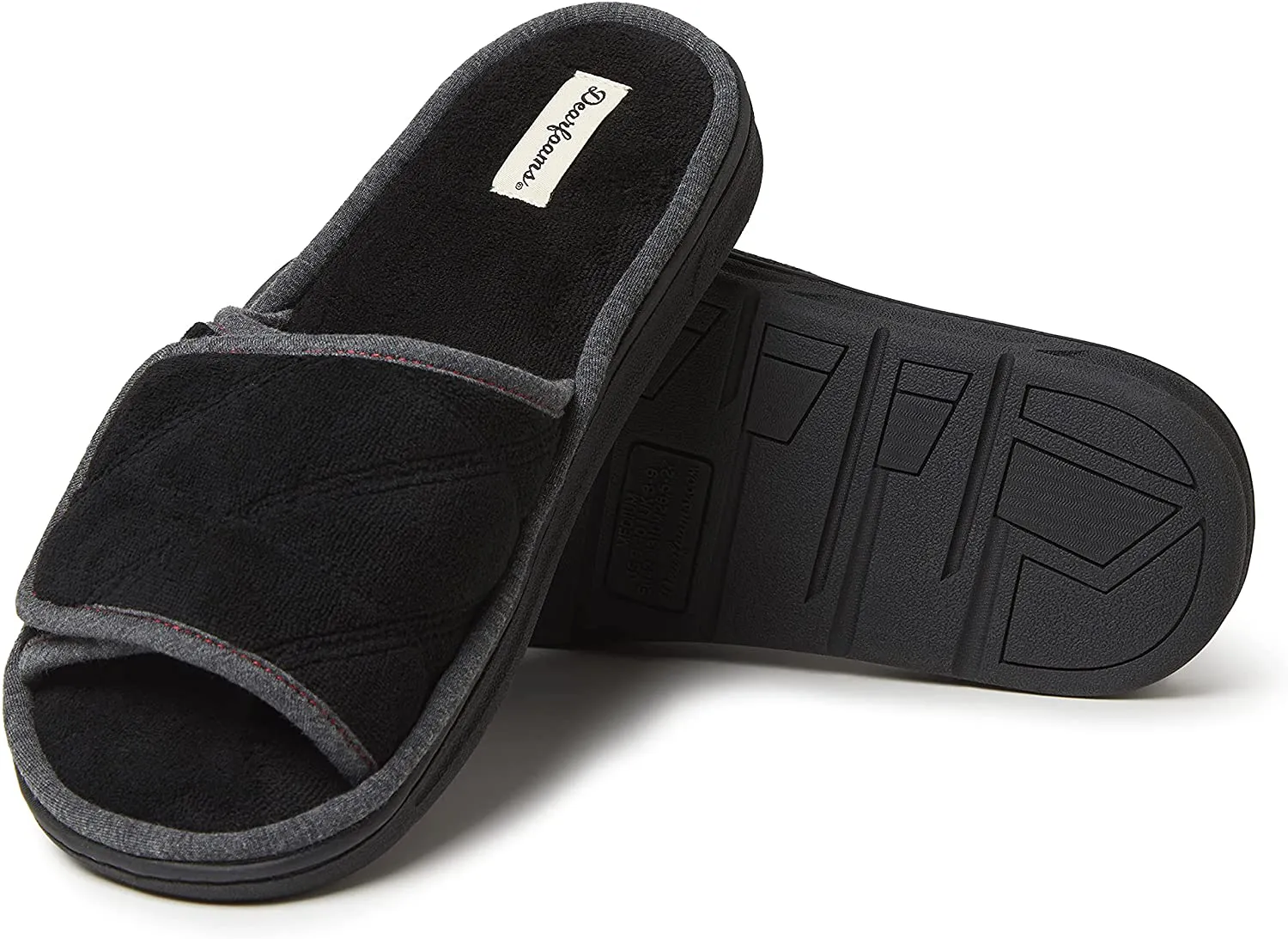 Dearfoams Men's Cooper Quilted Terry Adjustable Slide Slipper