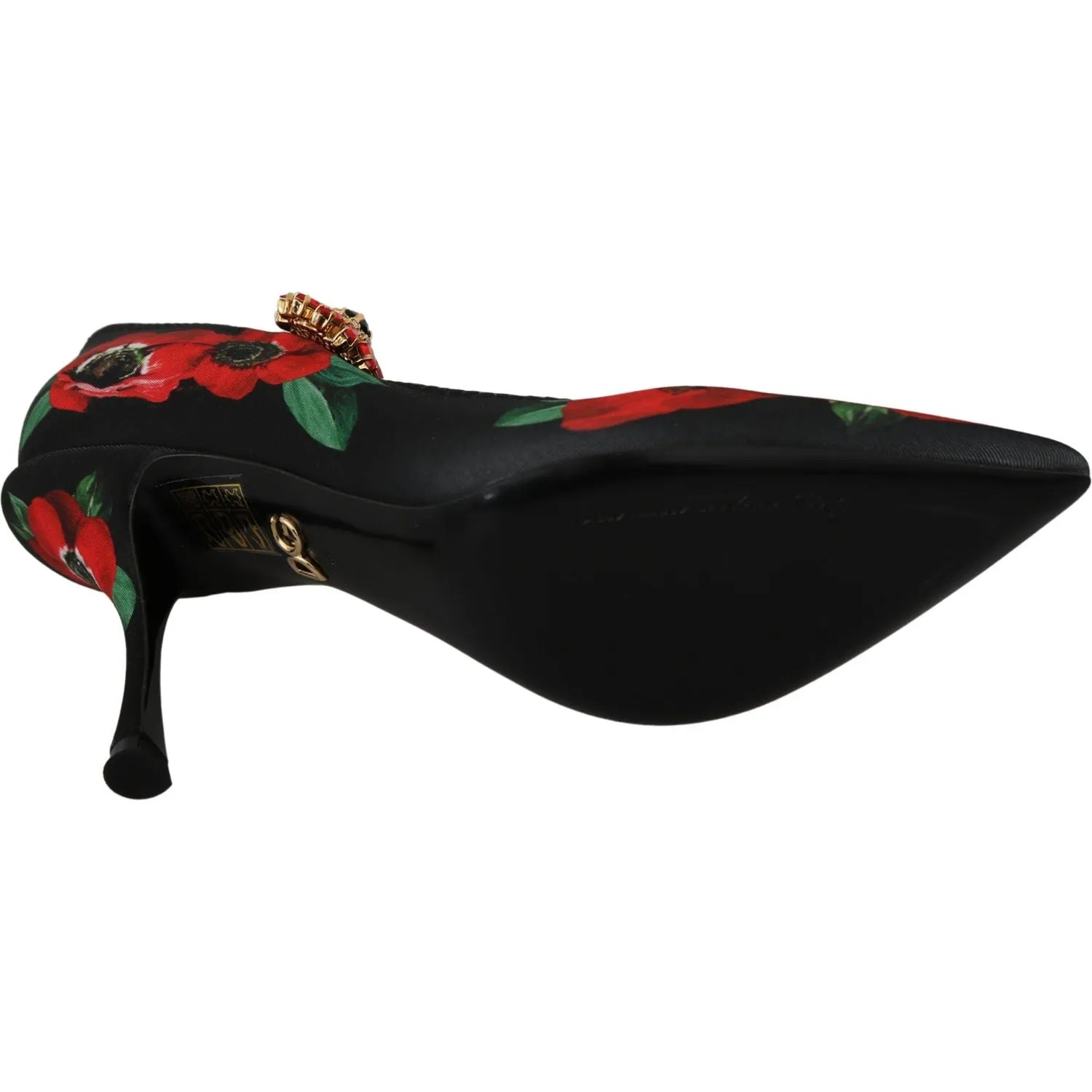 Dolce & Gabbana Floral Mary Janes Pumps with Crystal Detail