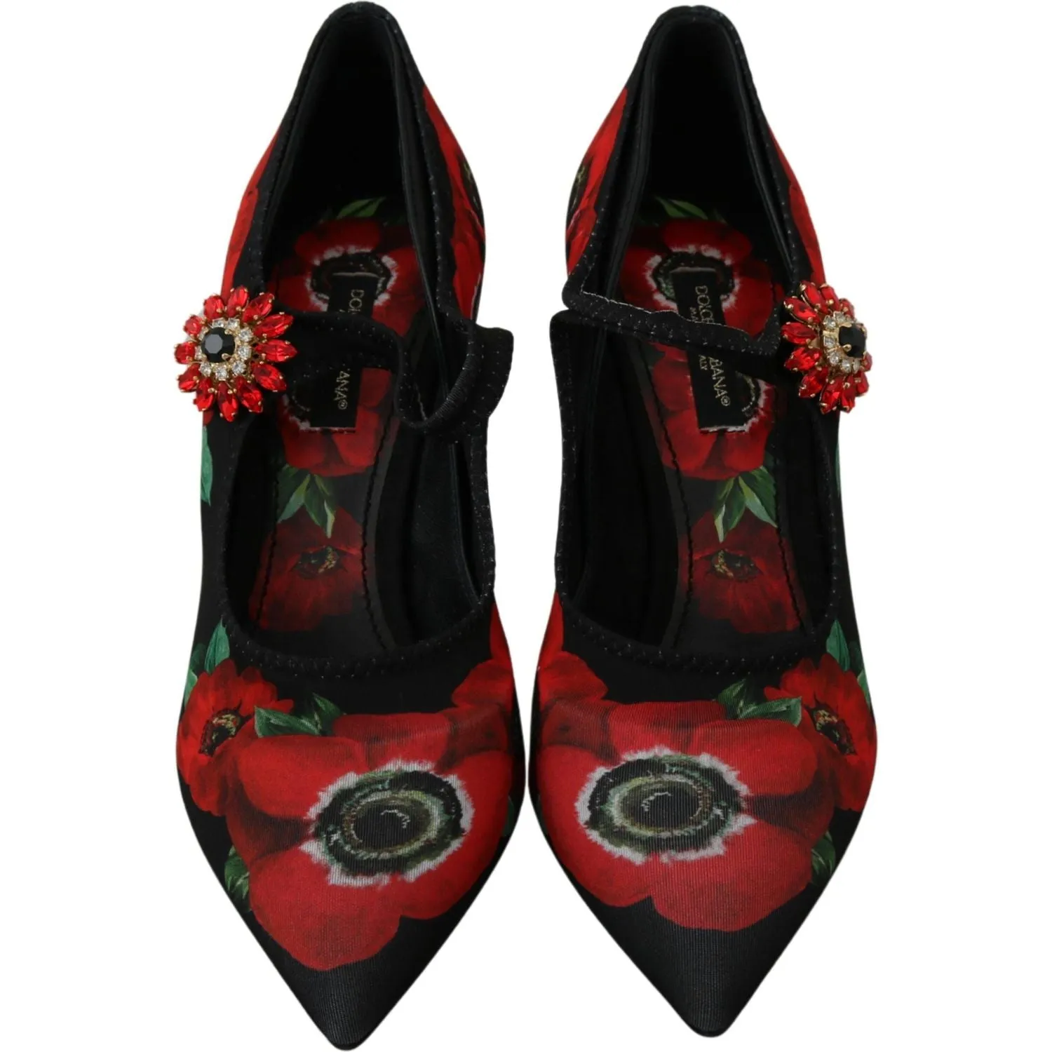 Dolce & Gabbana Floral Mary Janes Pumps with Crystal Detail