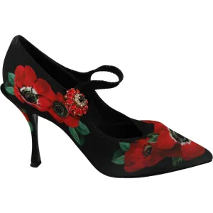 Dolce & Gabbana Floral Mary Janes Pumps with Crystal Detail