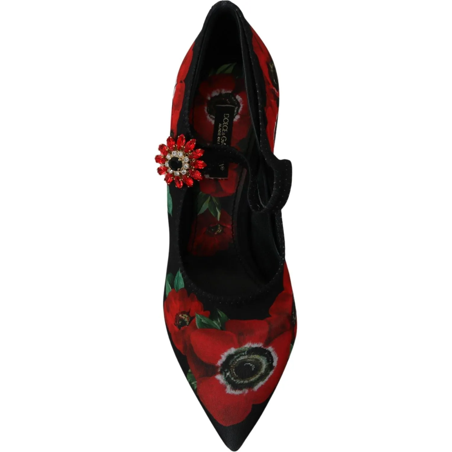 Dolce & Gabbana Floral Mary Janes Pumps with Crystal Detail