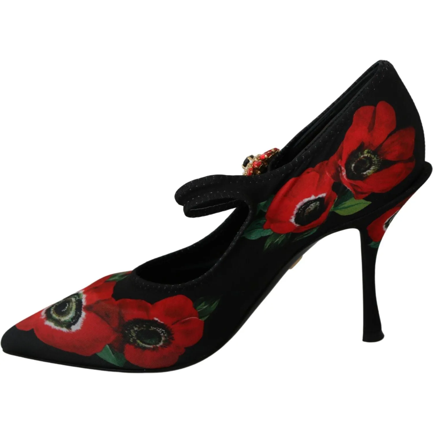Dolce & Gabbana Floral Mary Janes Pumps with Crystal Detail
