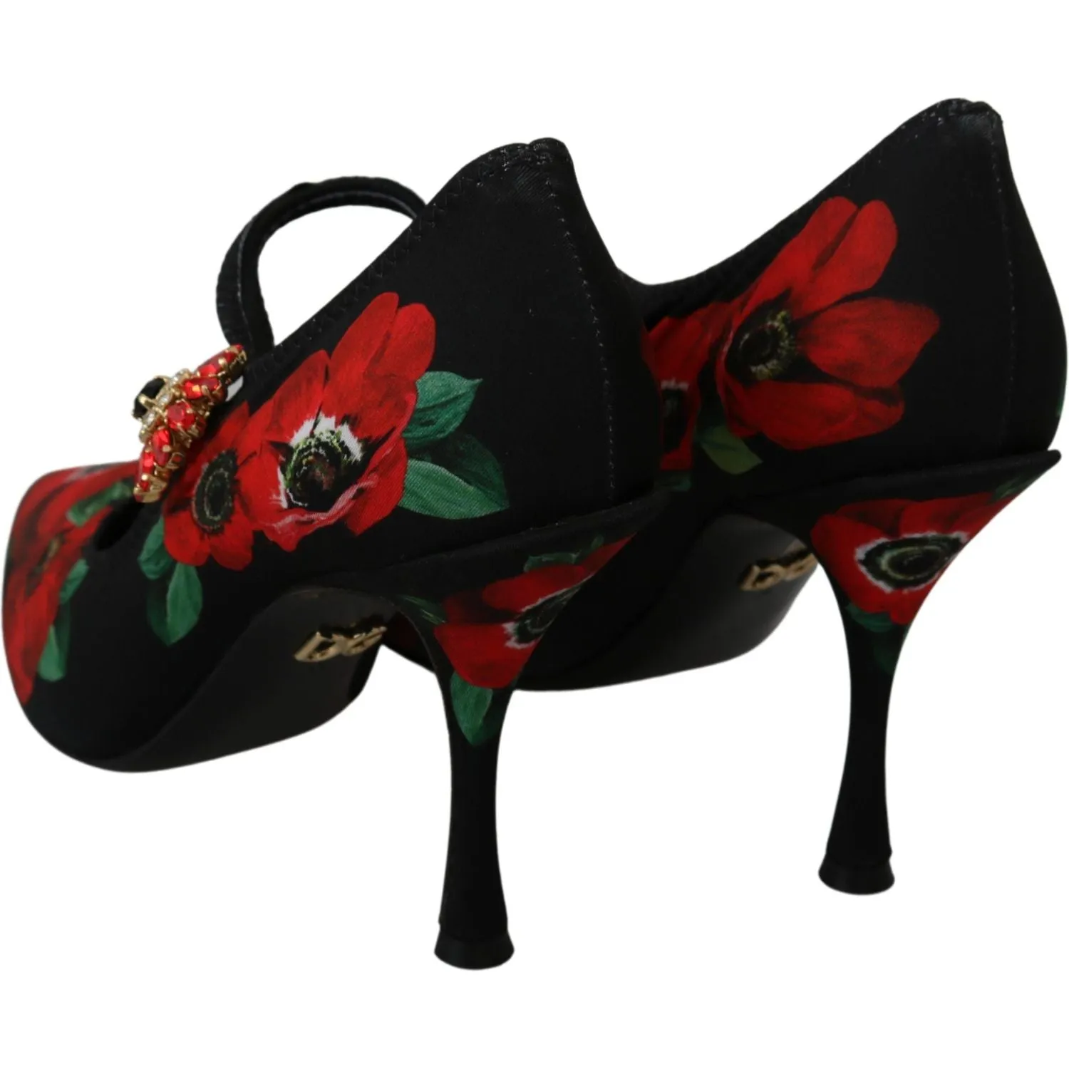 Dolce & Gabbana Floral Mary Janes Pumps with Crystal Detail