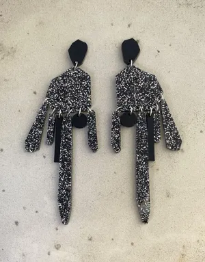 Drop Earrings Black Glitter