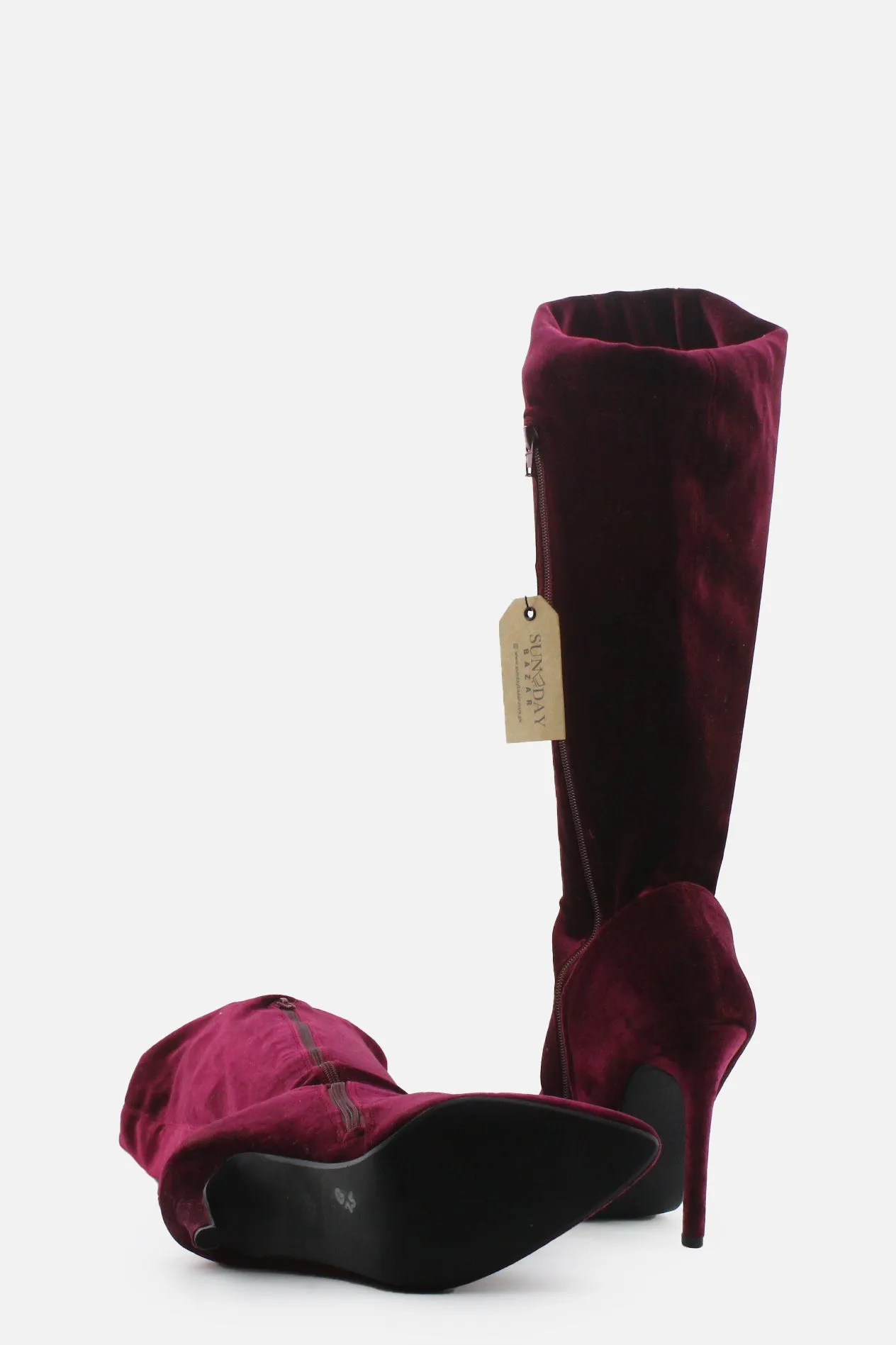 European Brand Zipper Stilettos Thigh High Boots | Suede