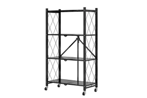 Foldable 4 Tier Kitchen Trolley Shelving Unit with Wheels
