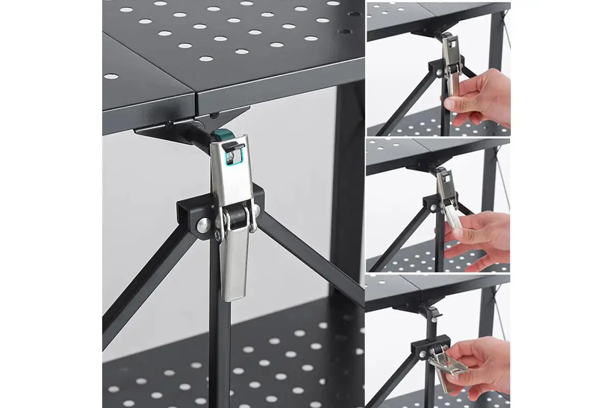 Foldable 4 Tier Kitchen Trolley Shelving Unit with Wheels